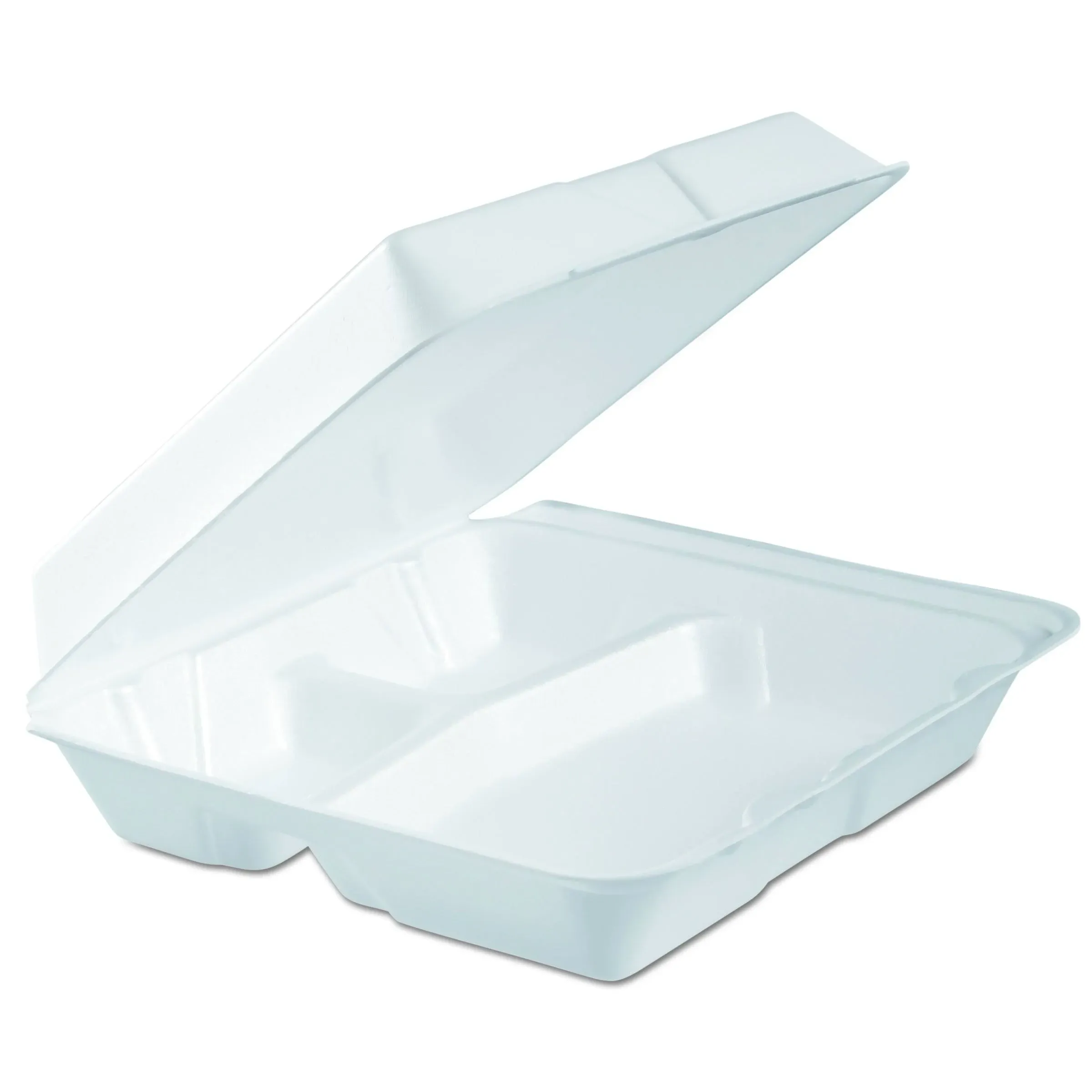 Dart Container 95HTPF3R Foam Hinged Lid Container, 3-Comp, 9.3 x 9 1/2 x 3, White ...