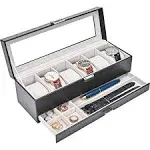 ProCase Watch Box Organizer for Men, 6 Slot Watch Display Case with Drawer