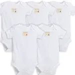 Burt's Bees Baby Organic Short Sleeve Bodysuit (5 Pack) in Cloud Size 6-9 Months