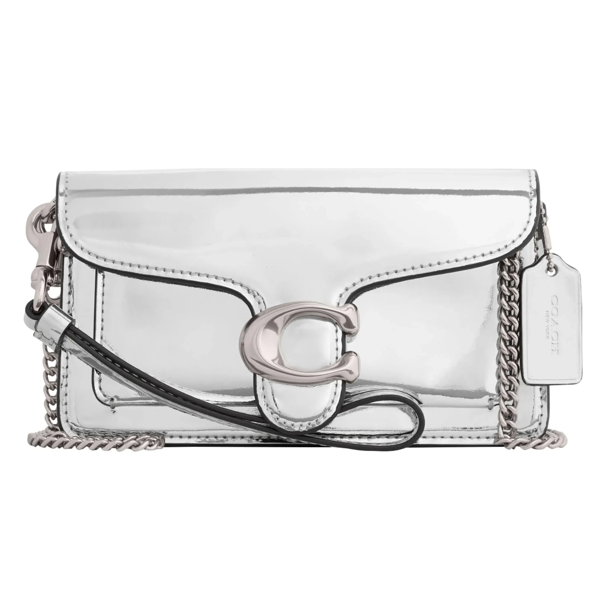 Coach Tabby Metallic Leather Crossbody Wristlet - Silver