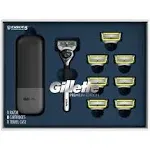 Gillette ProGlide Shield Premium Edition Razors for Men, 1 Gillette Razor, 8 ProShield Razor Blade Refills, 1 Travel Case, Gift Set