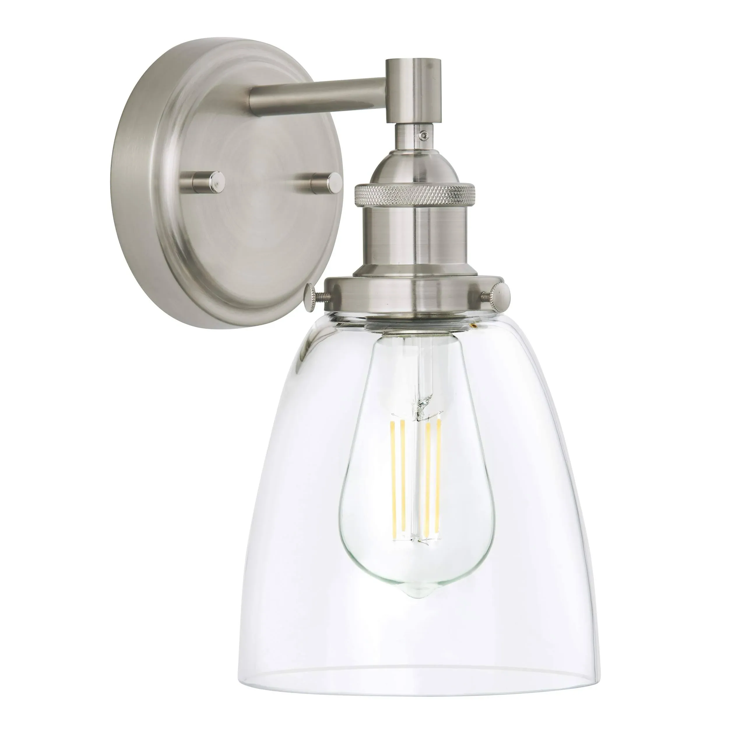 Fiorentino LED Industrial Wall Sconce - Brushed Nickel w/ Clear Glass - Linea di ...