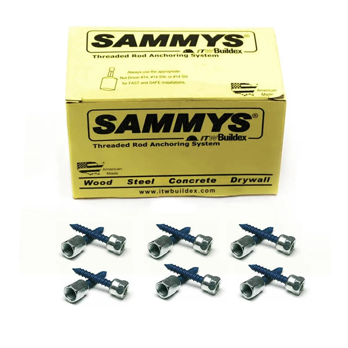 200 1/4 Inch-Sammys CST Vertical Thread Rod 5/16 x 1-3/4 Inch Screw Steel 25 Pcs