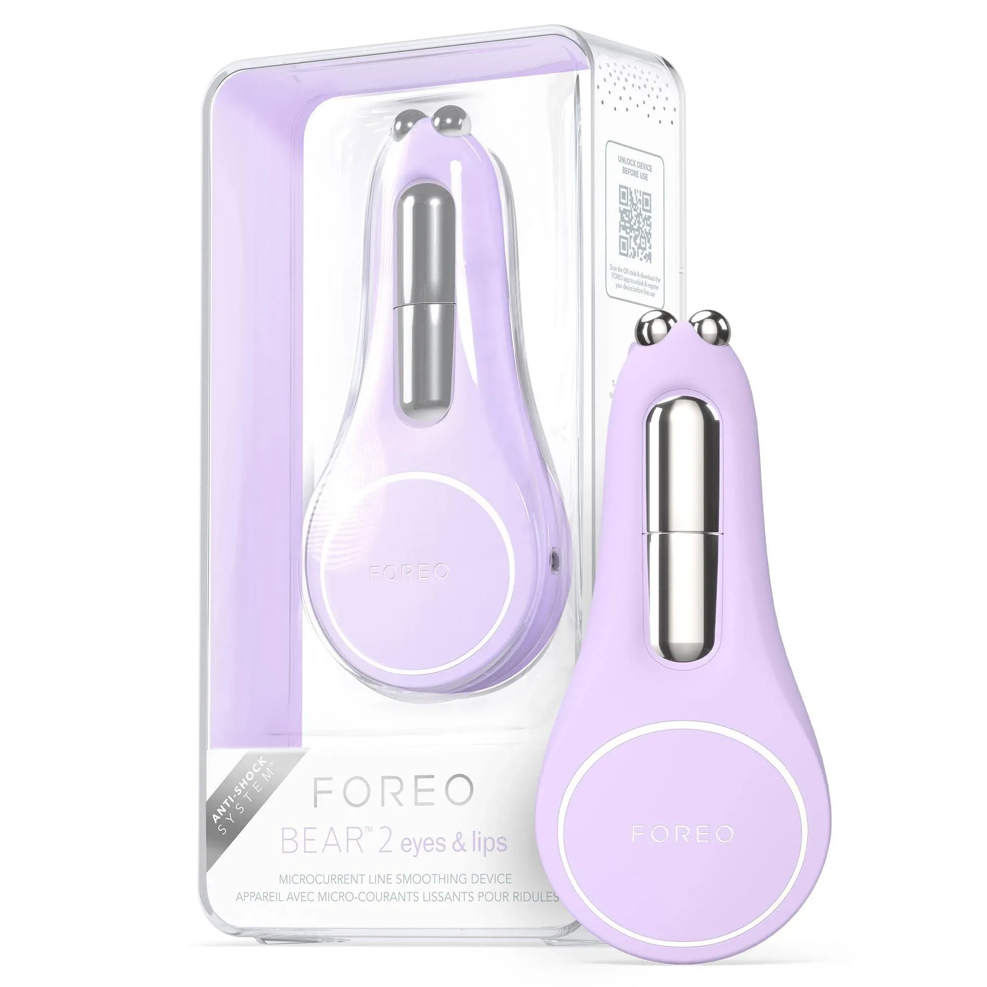 FOREO BEAR 2 ojos y labios - Microcurrent Line Smoothing Instant Face Lift - Dispositivo de cuidado de ojos - Lifting de cejas - Tratamiento de ojeras debajo de los ojos y dispositivo de relleno de labios - Productos de belleza reafirmantes - LavandaFORE