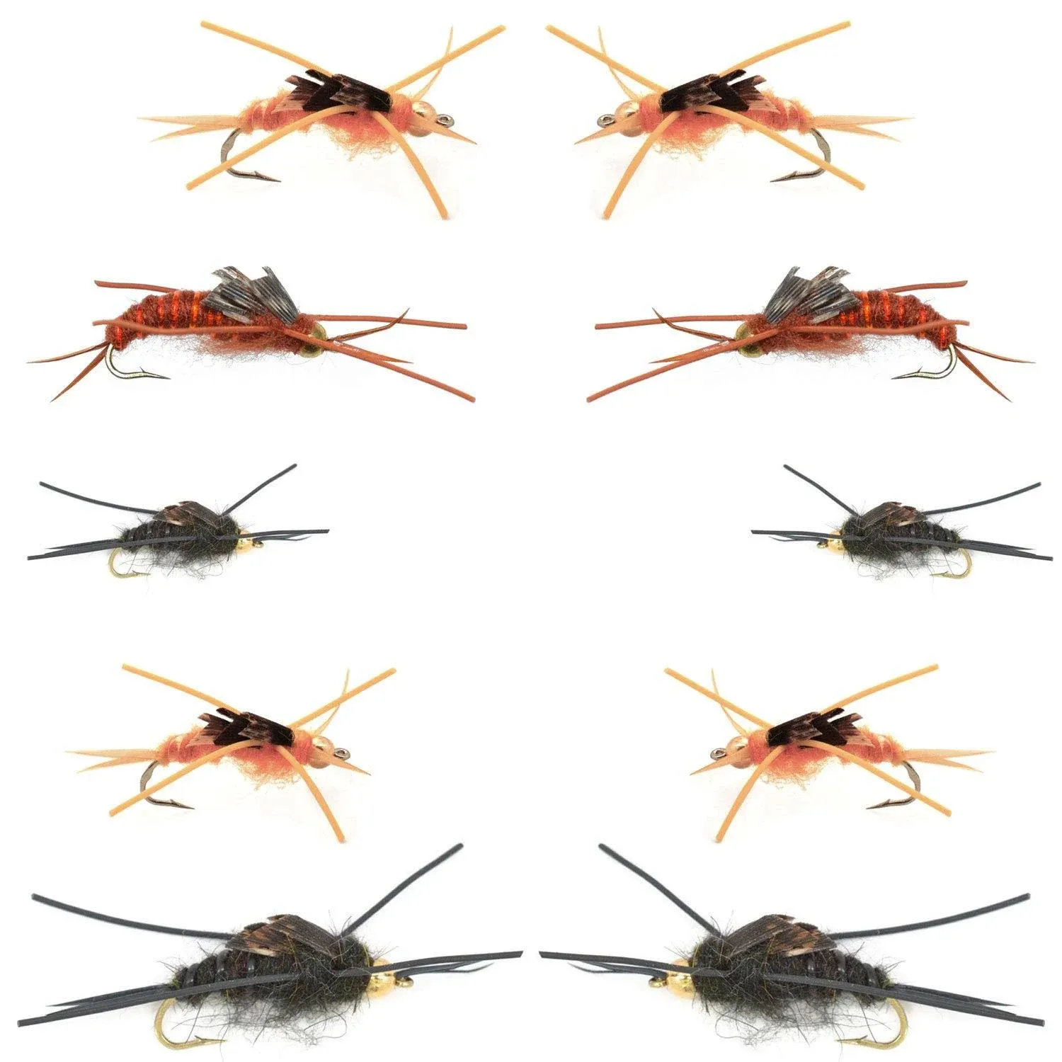 The Fly Fishing Place Basics Collection Kaufmann's Stonefly Nymph Assortment 10 Bead Head Rubber Legs Wet Flies