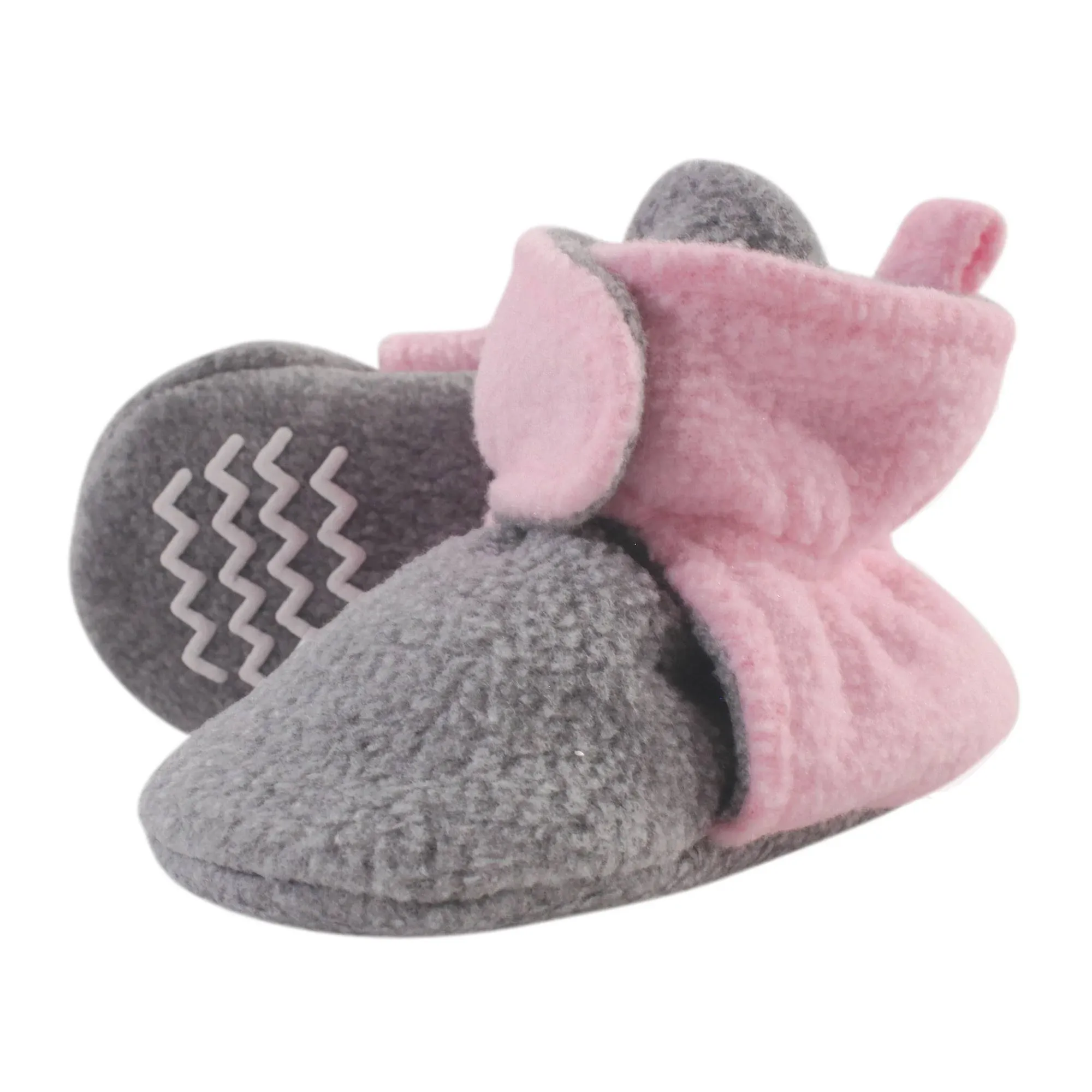 Hudson Baby Cozy Fleece Booties Light Pink Heather Gray / 18-24 Months