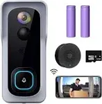 Xtu Wireless Doorbell Camera With Chime, 1080P Hd, 2-Way Audio, Motion