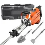 VEVOR Demolition Jack Hammer, MAX 2200W Electric Jackhammer Heavy Duty, 1350 BPM Concrete Breaker 4pcs Chisels Bit Chipping W/Case, Gloves