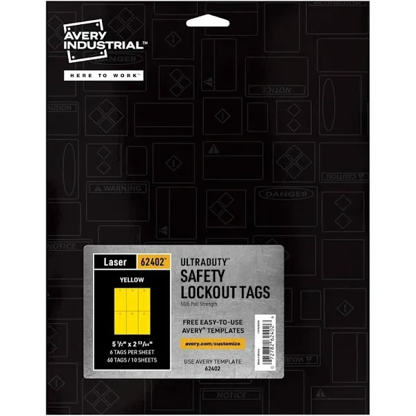 Avery UltraDuty Lock Out Tag Out Hang Tags