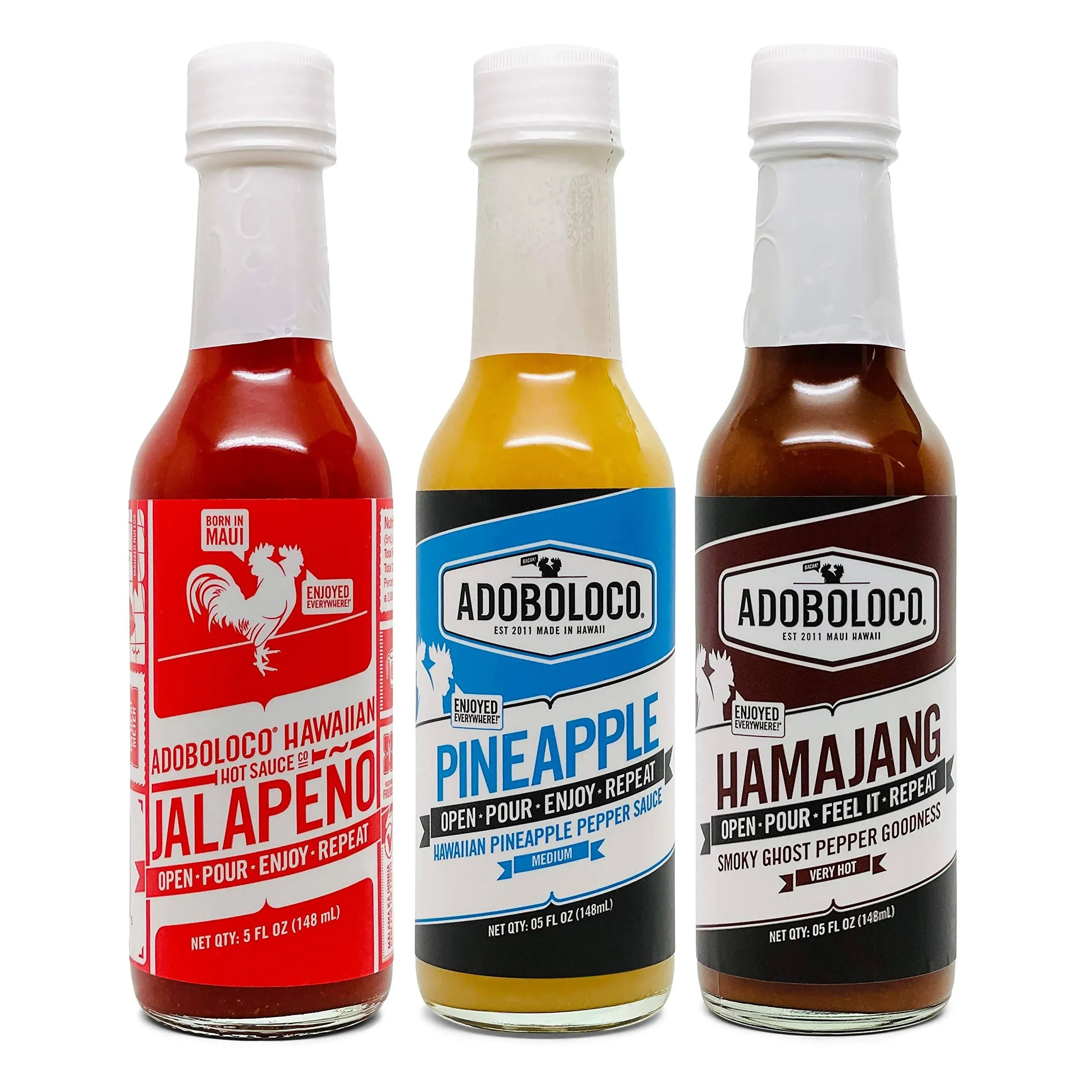 Adoboloco Hot Sauce - 5.6oz Bottles (Variety Pack of 3)