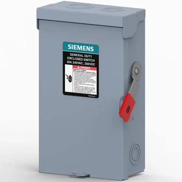 Siemens GNF221LLA 30-Amp, 2-Pole, 240V General Duty Max Series Safety Switch, Non-Fusible, Indoor