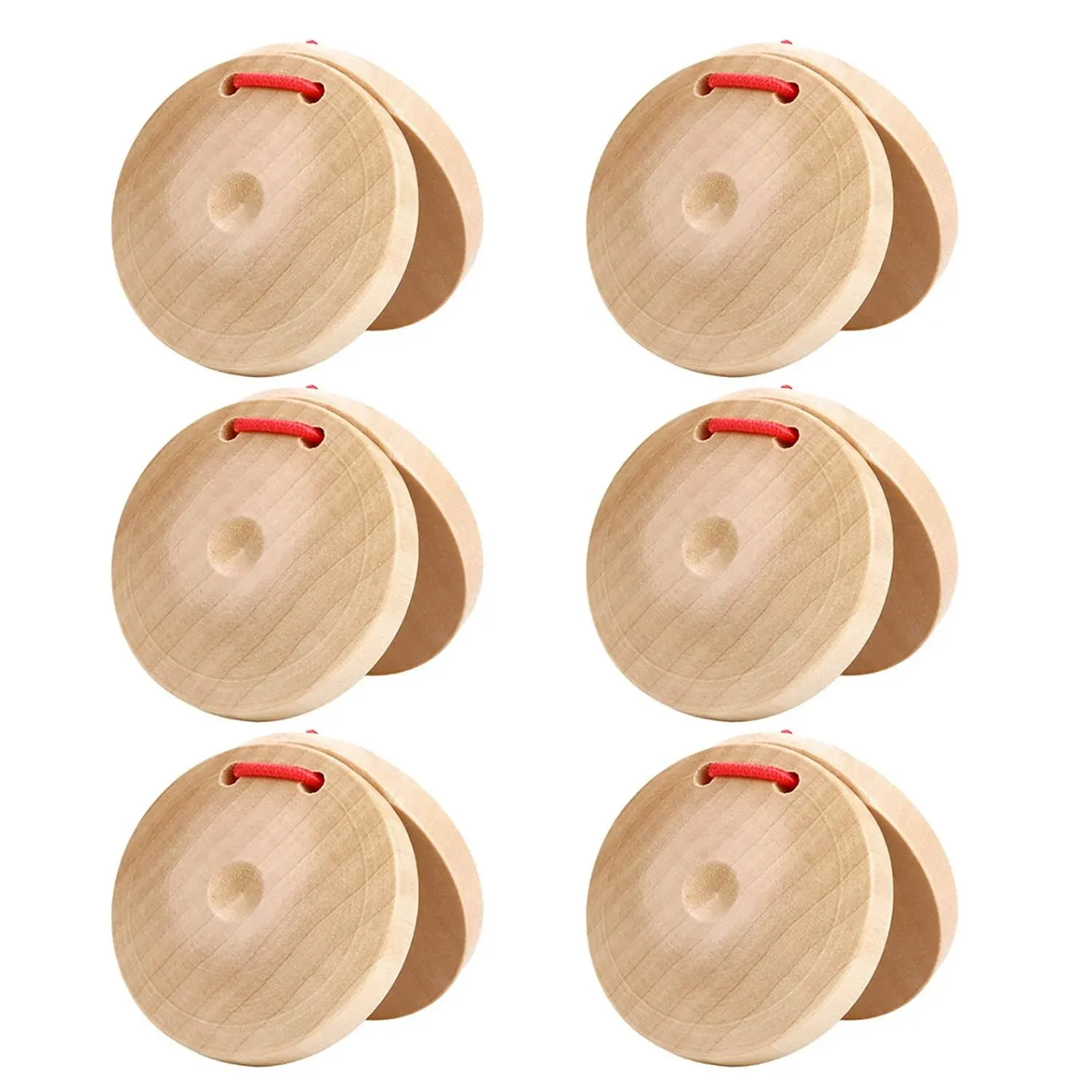 Licogel Wooden Castanet Percussion Instrument - 6pcs Hand Finger Castanets Party ...