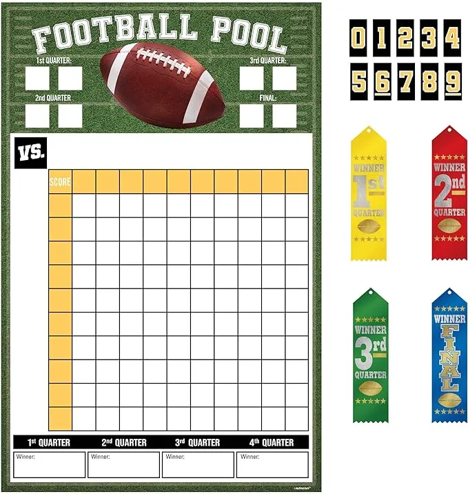 Football Super Bowl Pro Sports Banquet Party Pool Game w/Ribbons