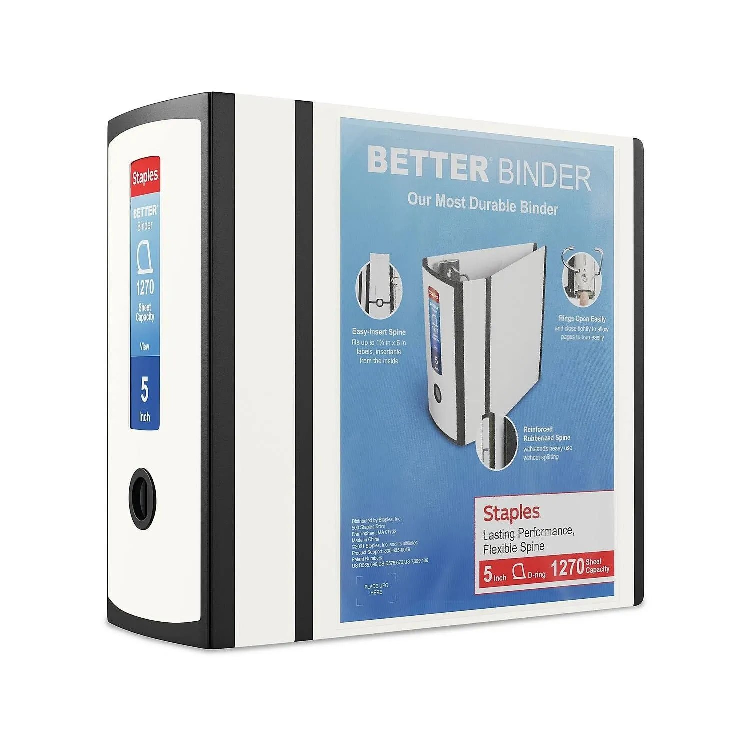 Staples Heavy Duty 5" Better Binder White (27926) 1618002