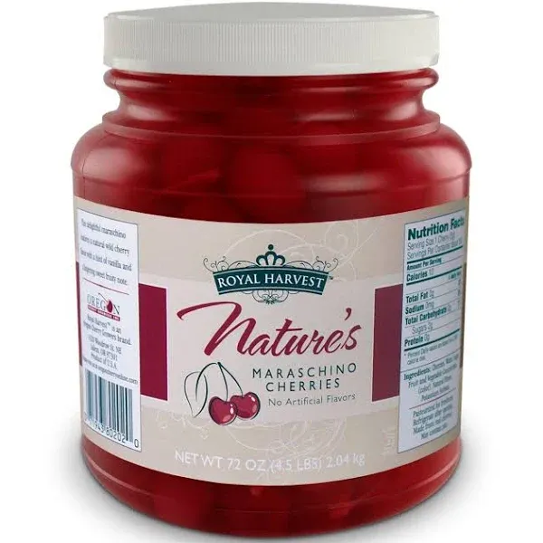 Royal Harvest Nature's Maraschino Cherries With Stems, 72 Ounce