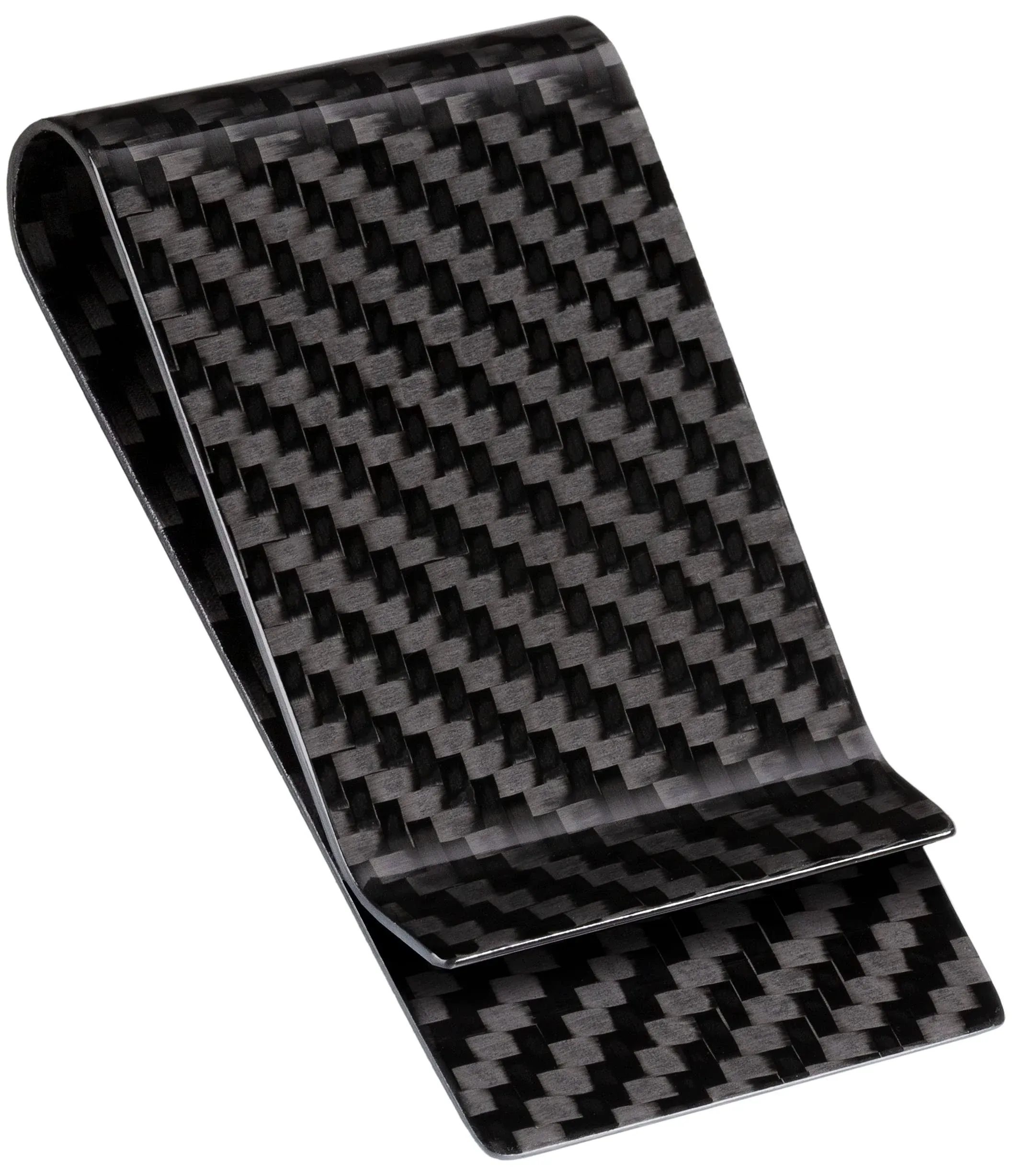 SERMAN BRANDS Carbon Fiber Money Clip Credit Card Holder Slim Business Front Pocket Clips for Men Black Glossy