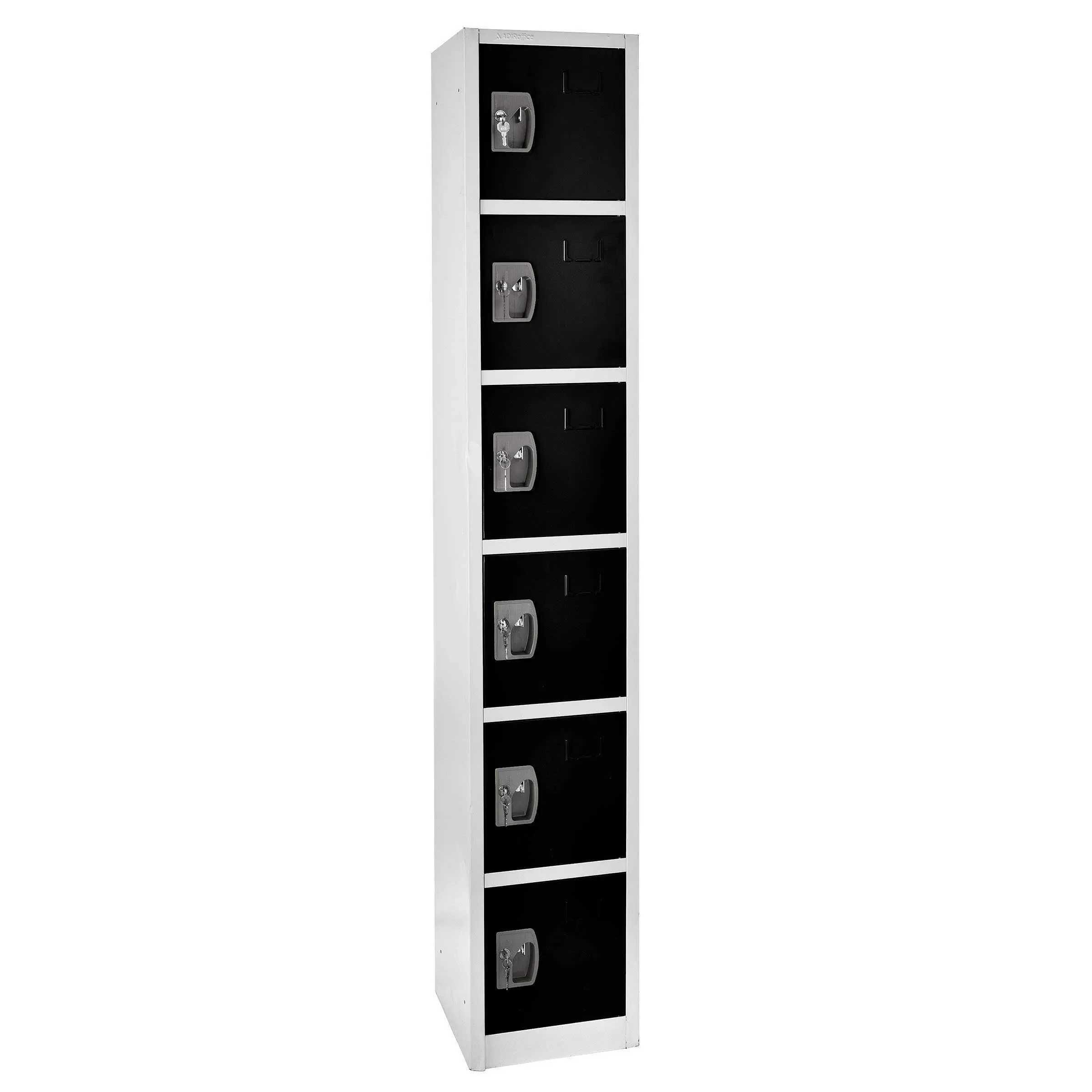 AdirOffice Large - Locker - 6 Doors - 6 Hooks - Black