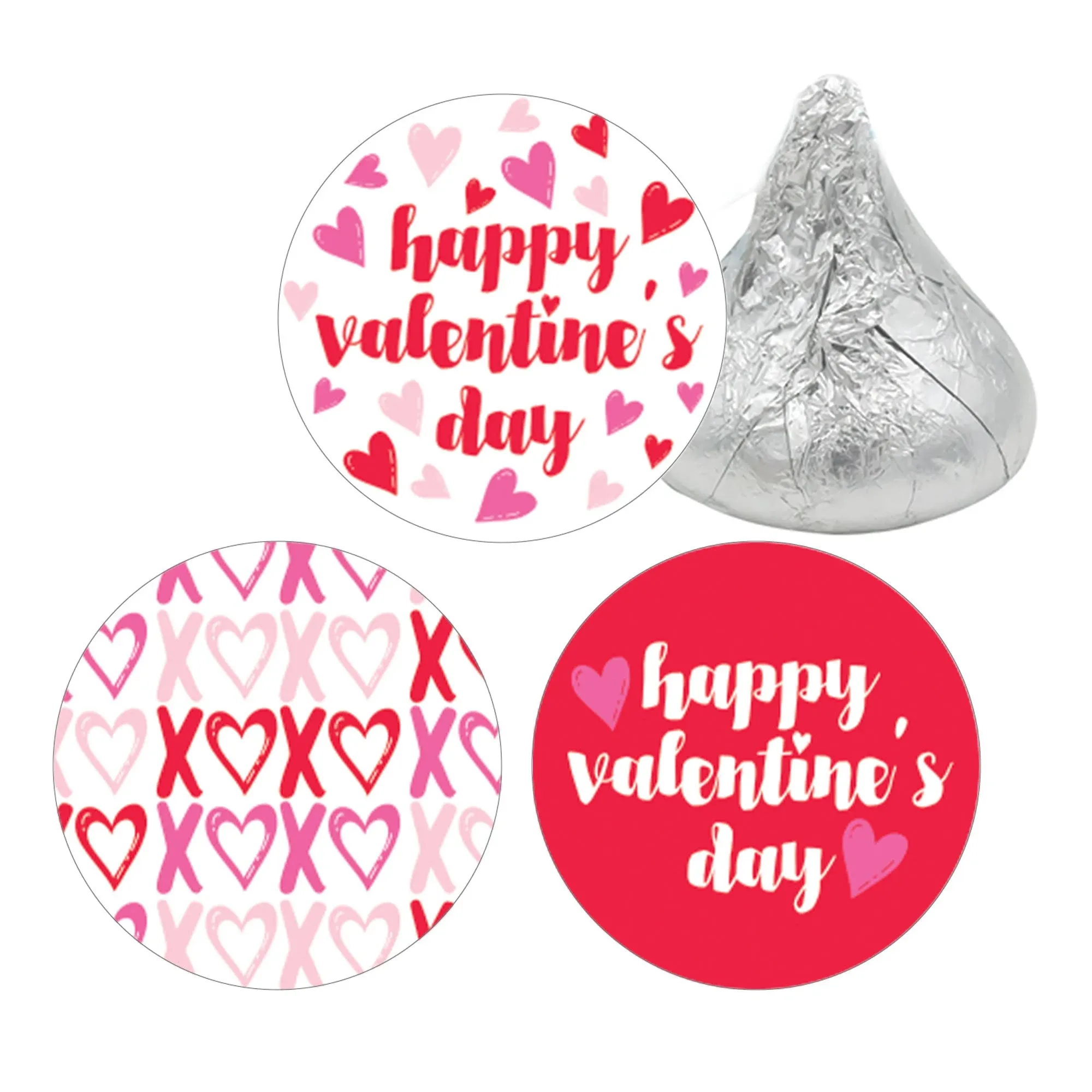 Distinctivs Happy Valentines Day Party Favor Candy Stickers, 180 Labels, Red