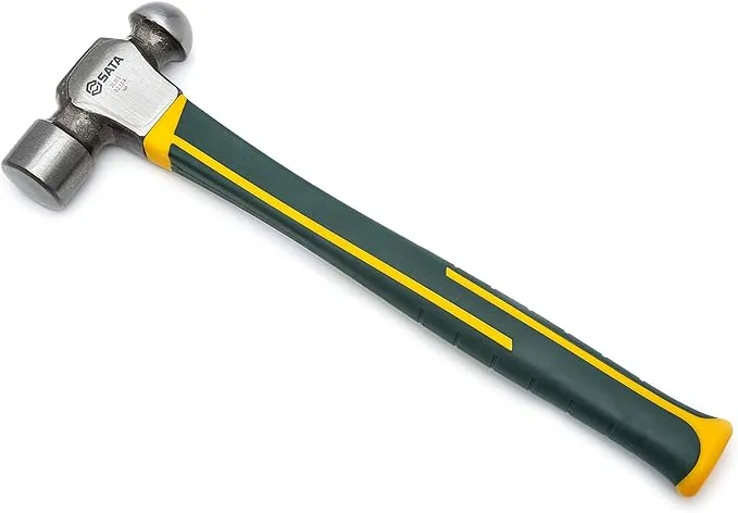 SATA Fiberglass Handle 2lb Ball Peen Hammer with Forged Steel Head and Green ...