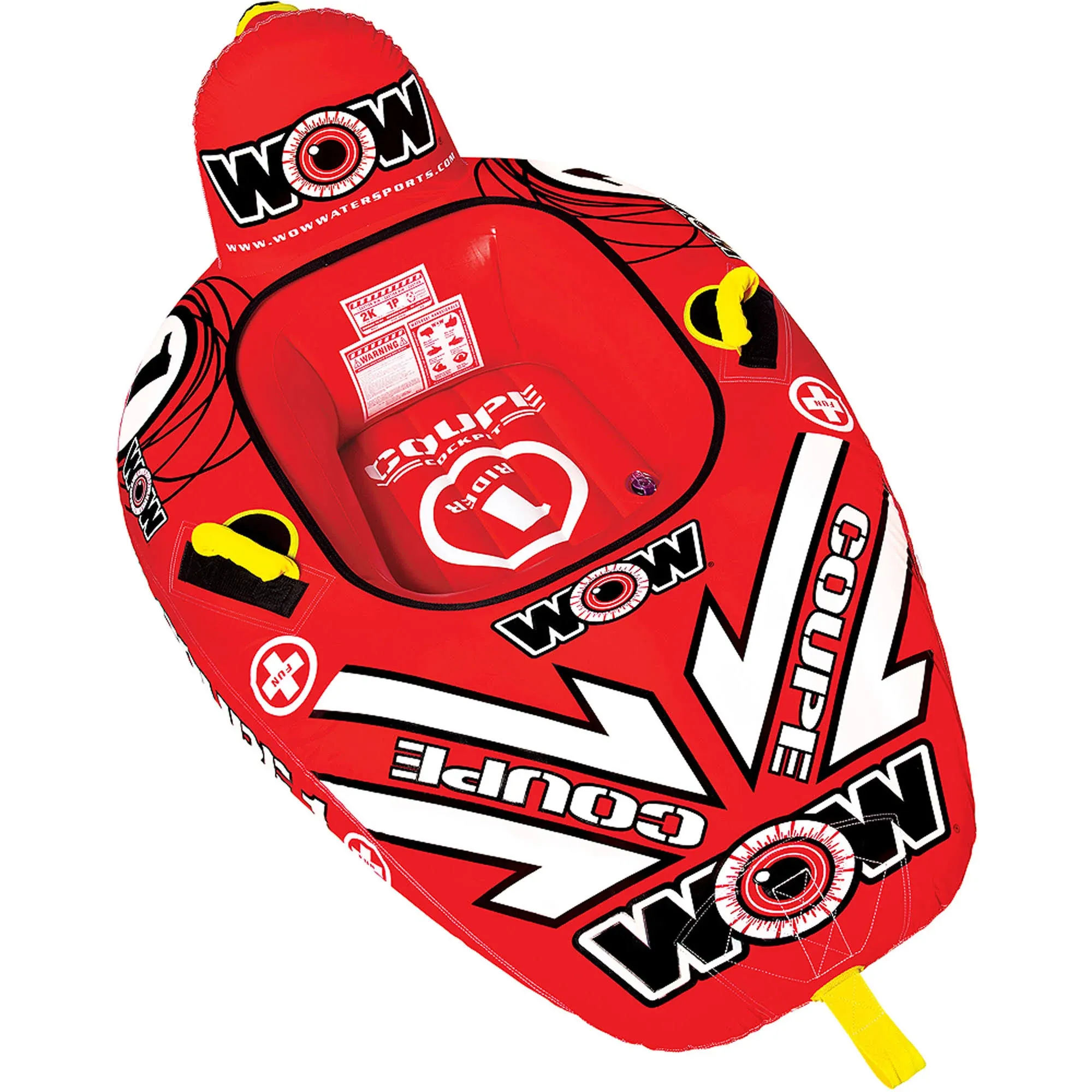 NEW WoW World of Watersports Coupe Cockpit Towable Tube, Front Back Tow Points