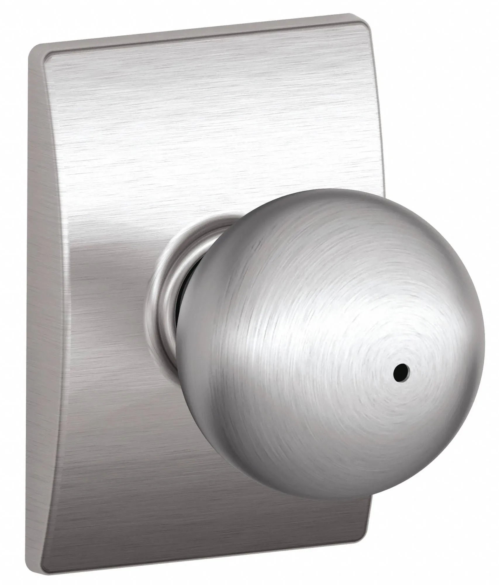 Schlage Residential F40 ORB 626 CEN Orbit Knob with Century Rose Privacy Lock with 16080 Latch and 10027 Strike Satin Chrome Finish