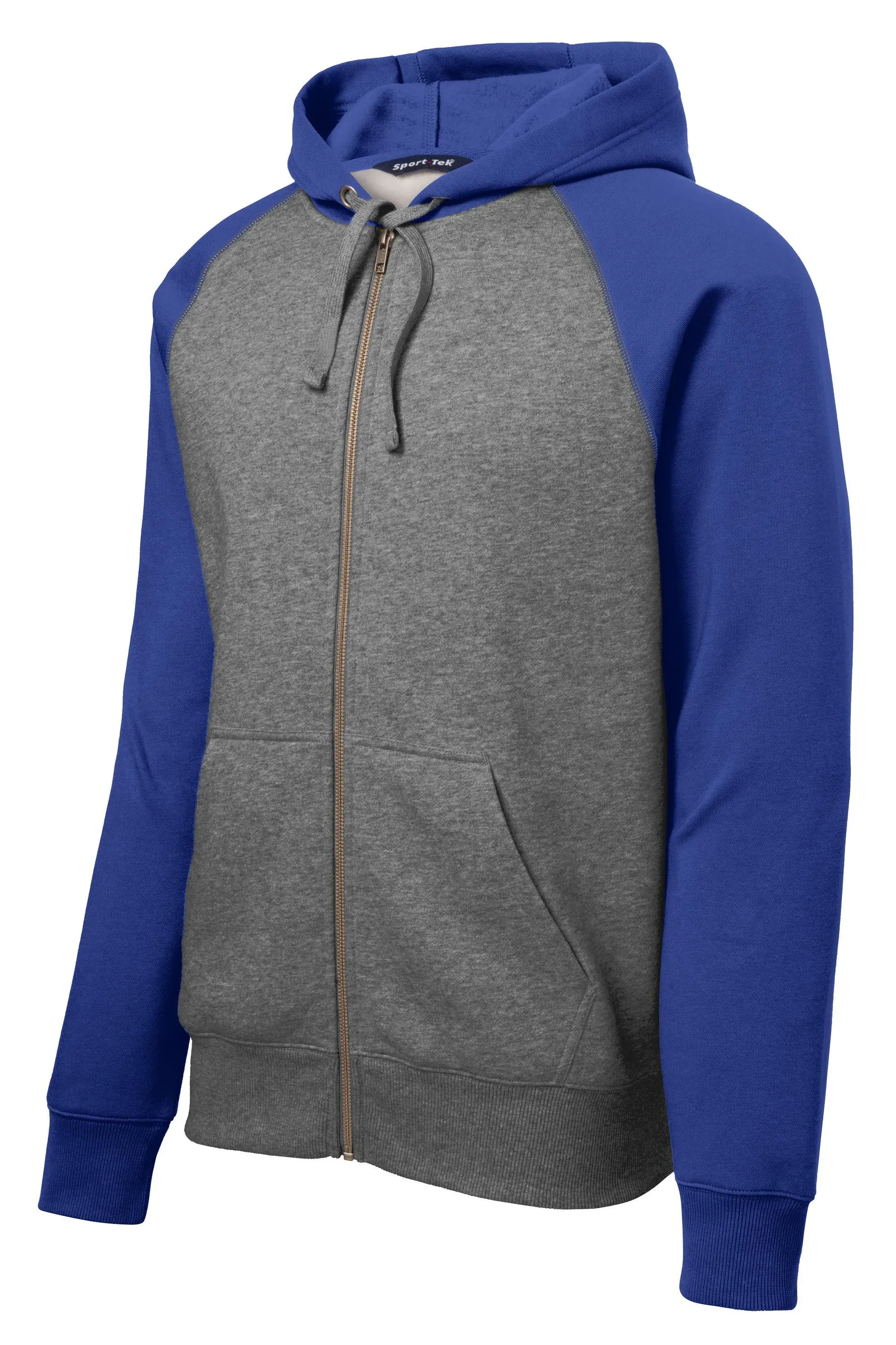 Sport-Tek Raglan Colorblock Full-Zip Hooded Fleece Jacket