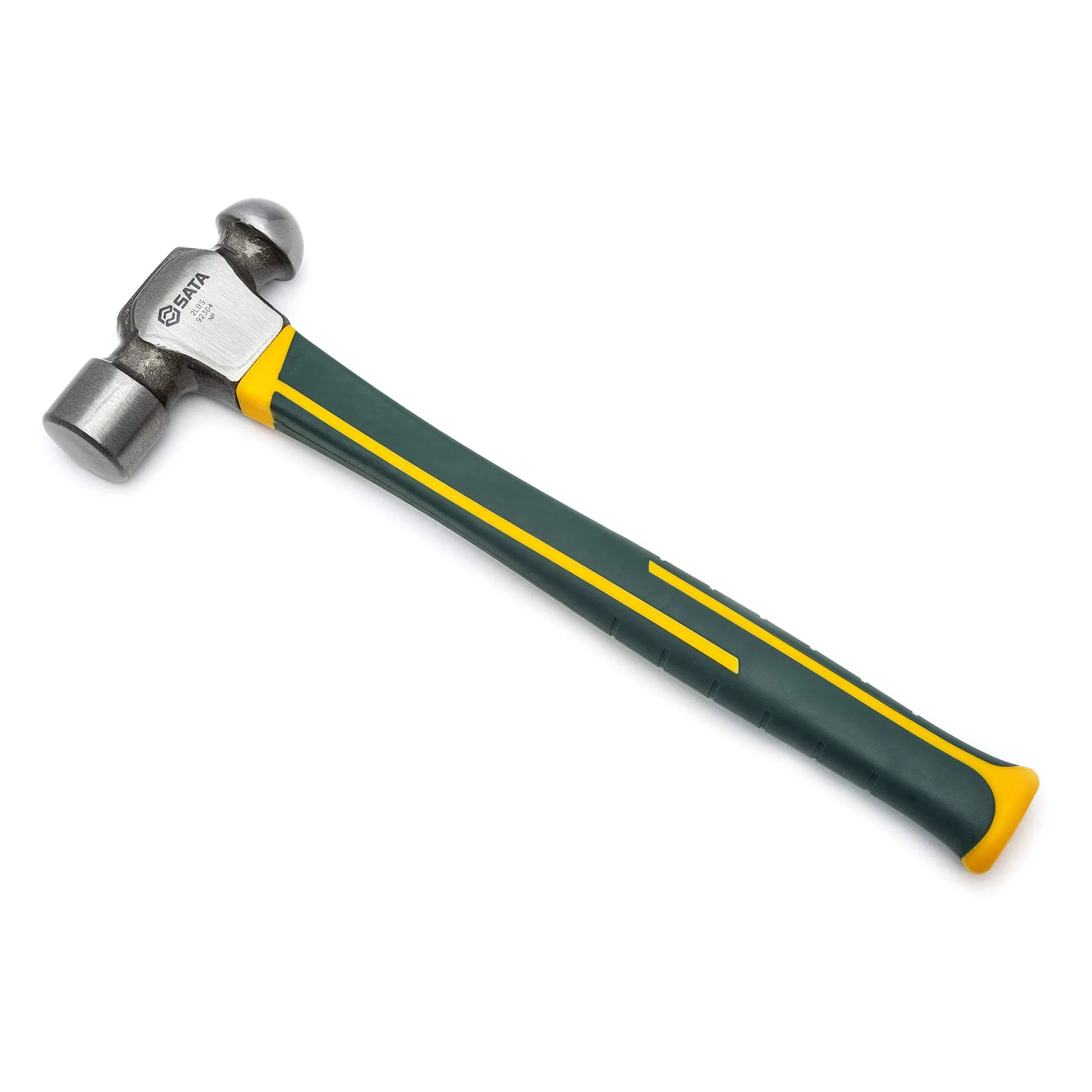 SATA Fiberglass Handle 2lb Ball Peen Hammer with Forged Steel Head and Green ...