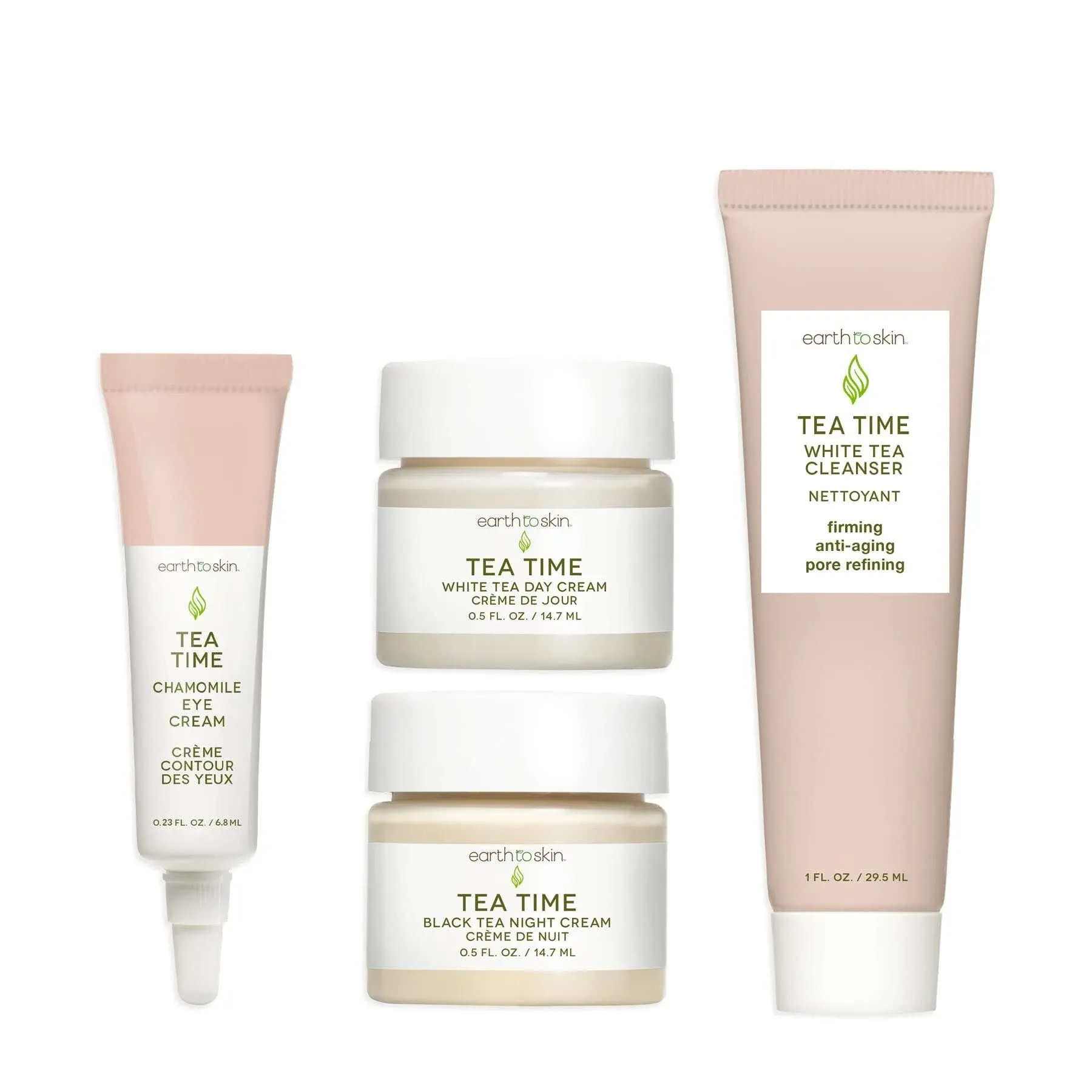 Earth To Skin Tea Time Starter Set ~ Cleanser, Day Cream, Night Cream, Eye Cream