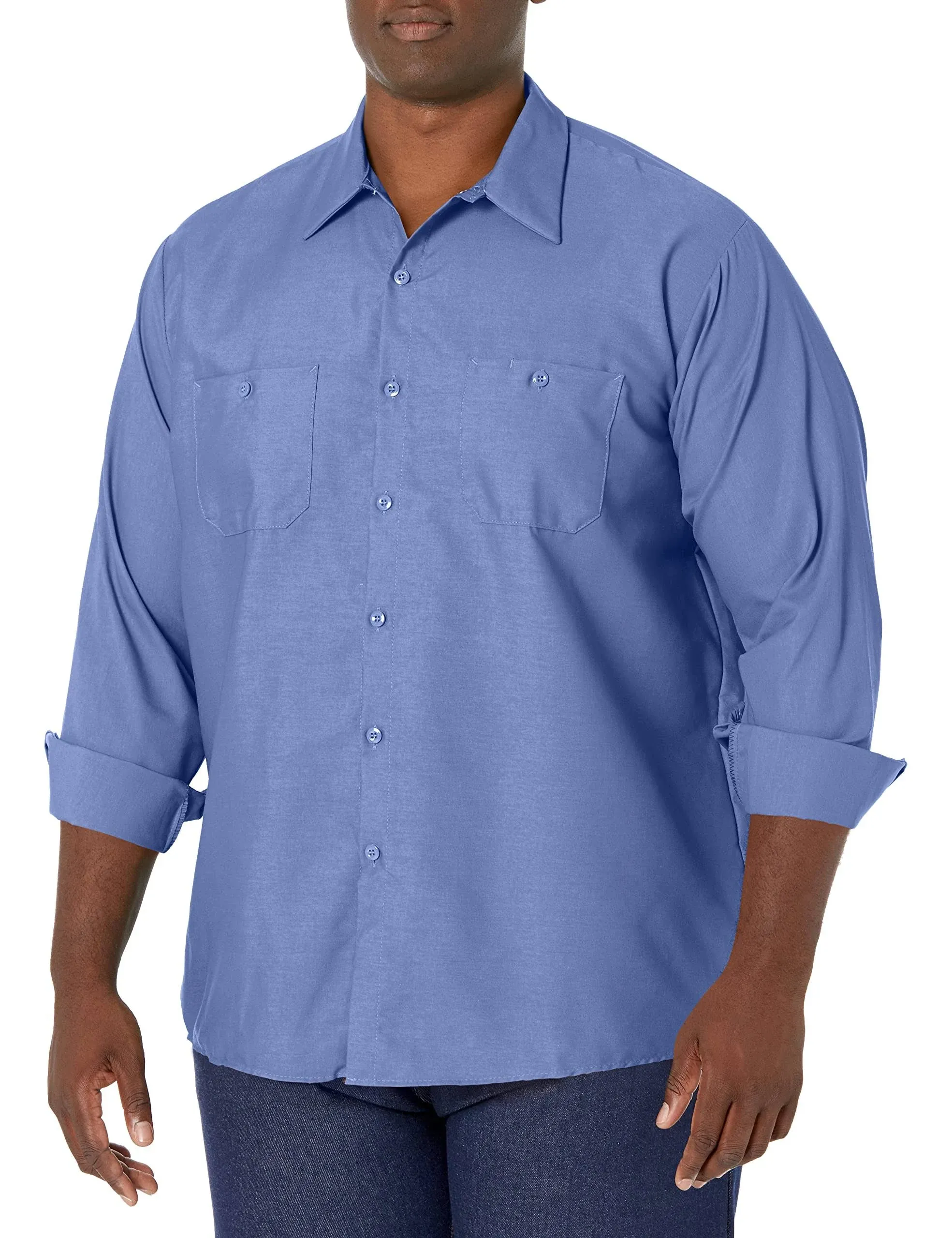 Red Kap Men's Long-Sleeve Industrial Work Shirt, Size: MT, Petrol Blue