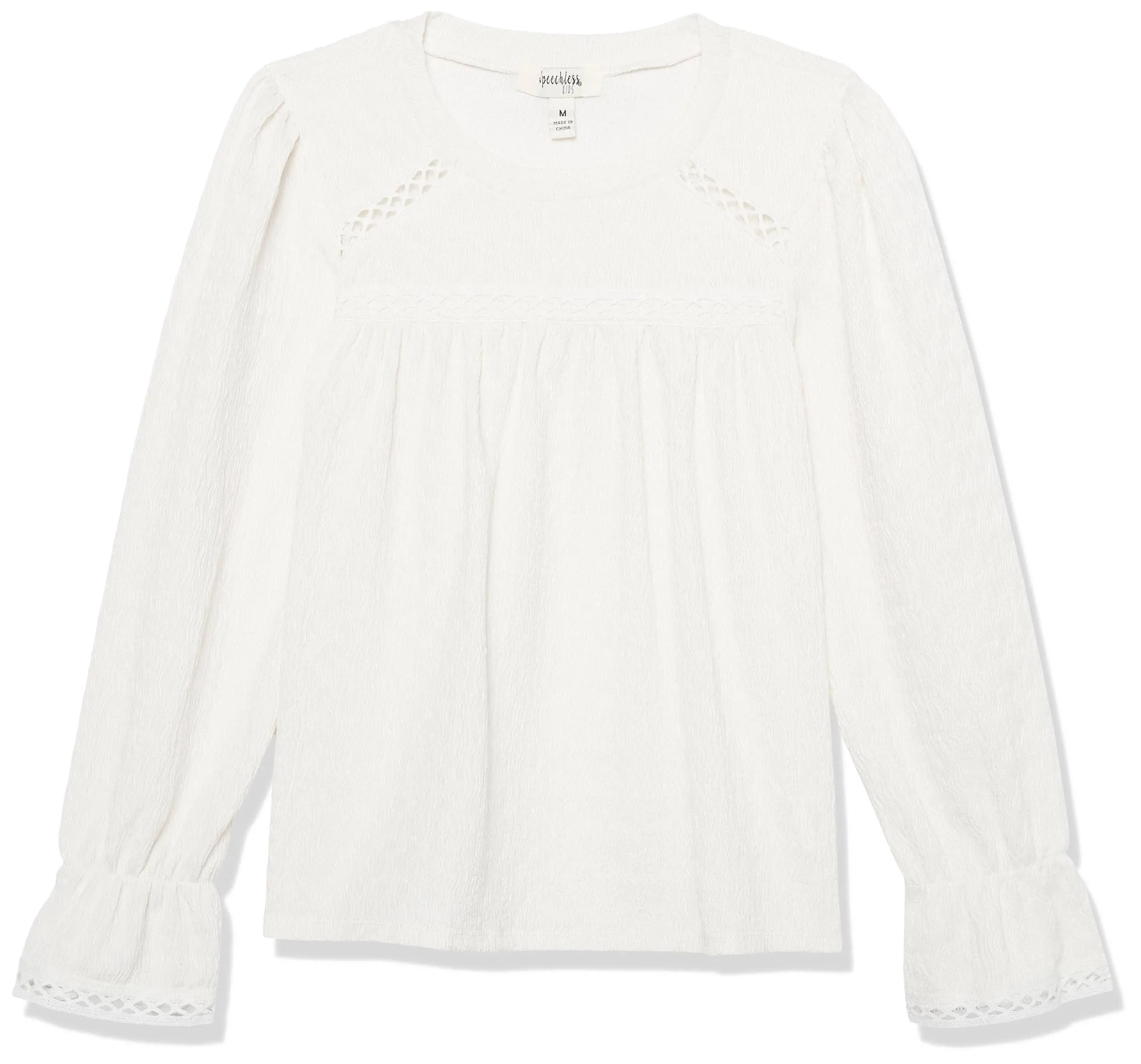 Speechless Girls 7-16 Textured Lace Top, Ivory, Small