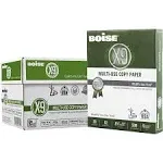 Boise X-9 Copy Paper, 92 Brightness, 20 lb, 8-1/2 inch x11 inch, White, 2500 Sheets/Carton