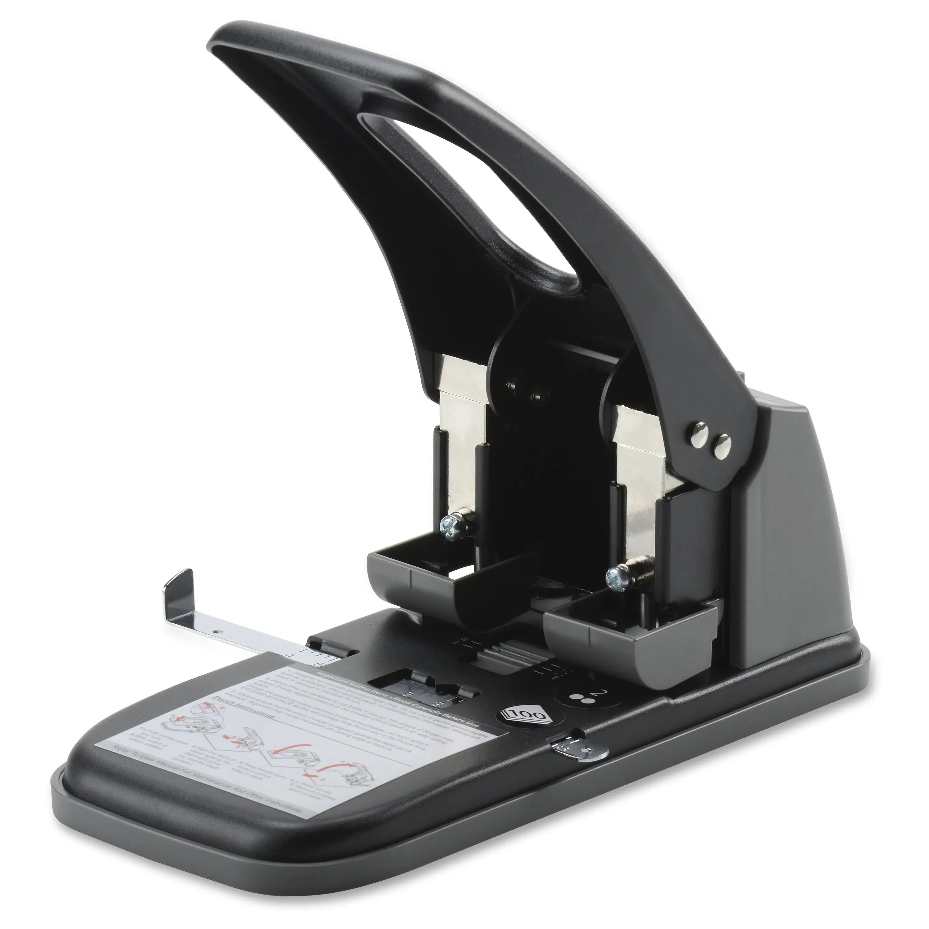 Swingline 100-Sheet High Capacity 2-Hole Punch, Fixed Centers, 9/32" Holes, Black ...