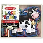 Melissa and Doug Lace and Trace Farm Animals Wooden Panel &amp; Laces - Ages 3+ NEW