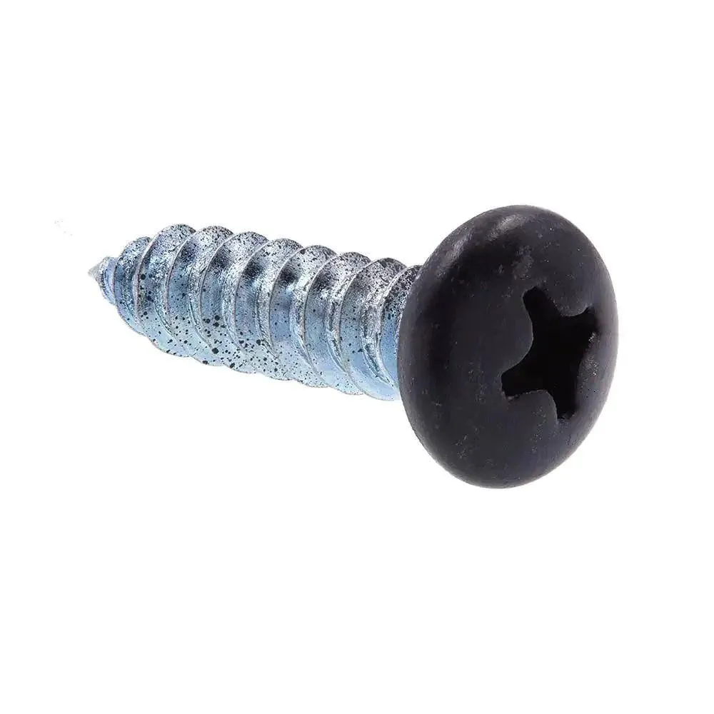 Sheet Metal Screw, S-Tap Pan Head Phil Dr #10 X 3/4in Zinc Pl Steel Black Head 25PK