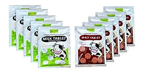 ROSCELA Milk Tablet Sweetened Flavour 20g x 5 Packs &amp; ROSCELA Malt Tablet Cocoa