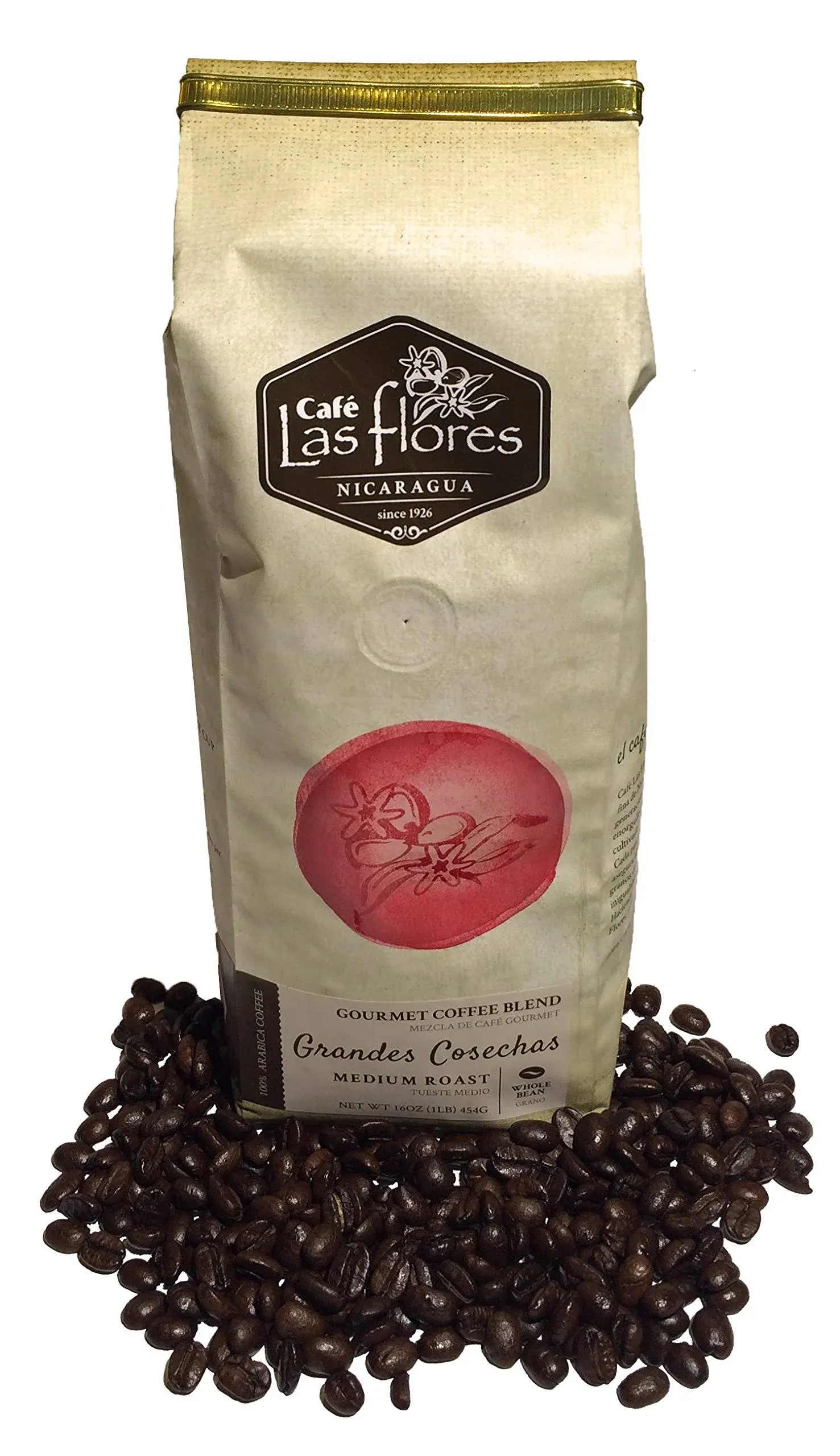 Cafe Las Flores Whole Bean Medium Roast Coffee, 16 oz