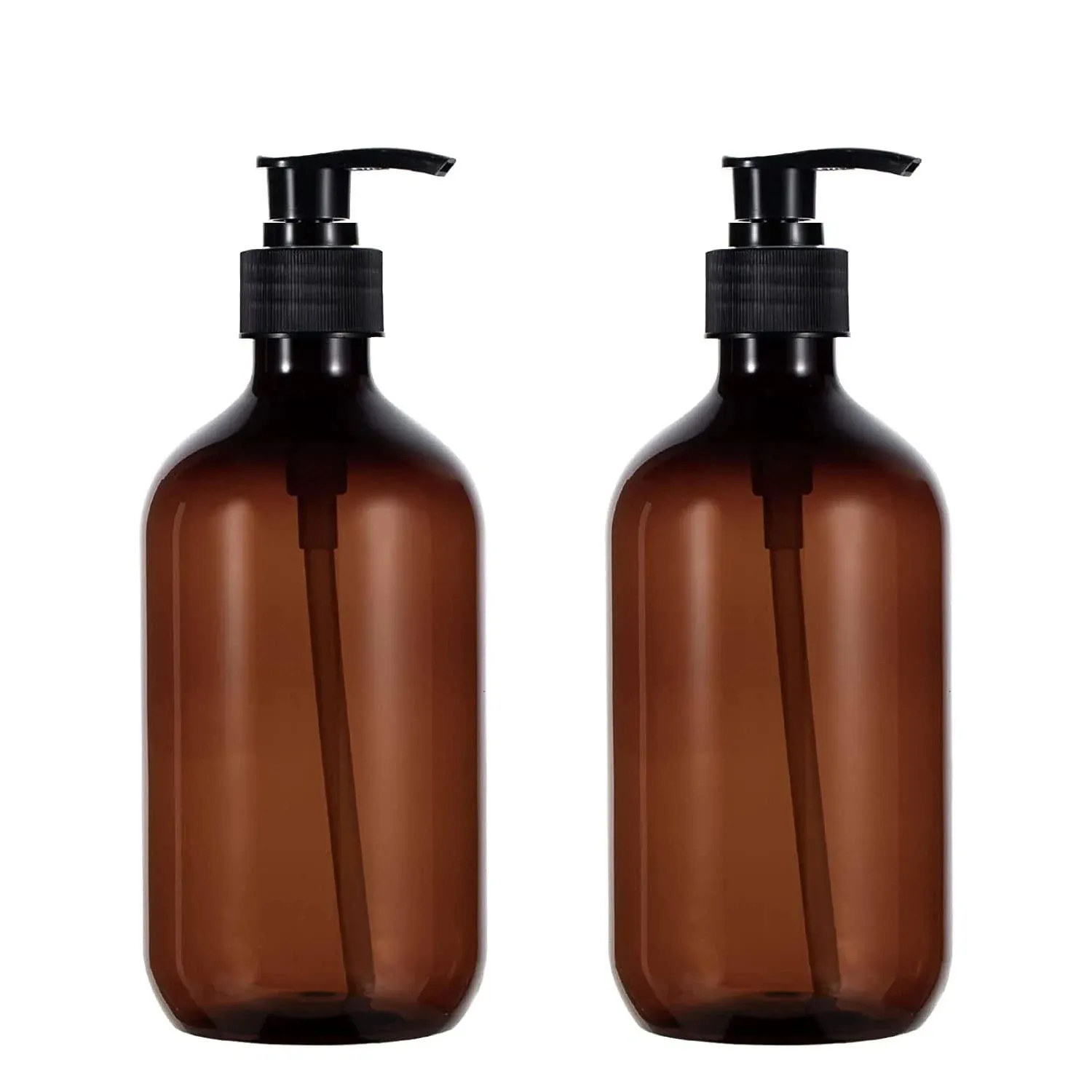 sdoot Shampoo Bottles with Pump, 17oz Refillable Amber Plastic Pump Dispenser ...