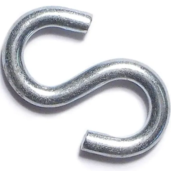 3/32" x 15/64" x 3/4" Zinc Plated Steel S Hooks 100PK