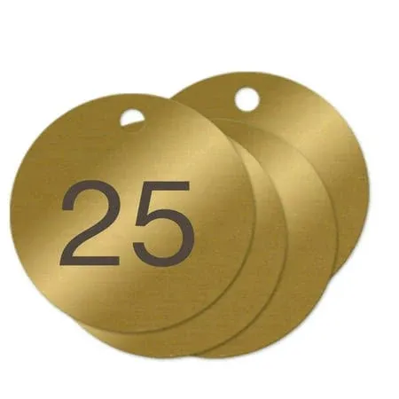 1-1/2 inch Numbered Solid Brass Valve Tags - Pack of 25 (1-25)