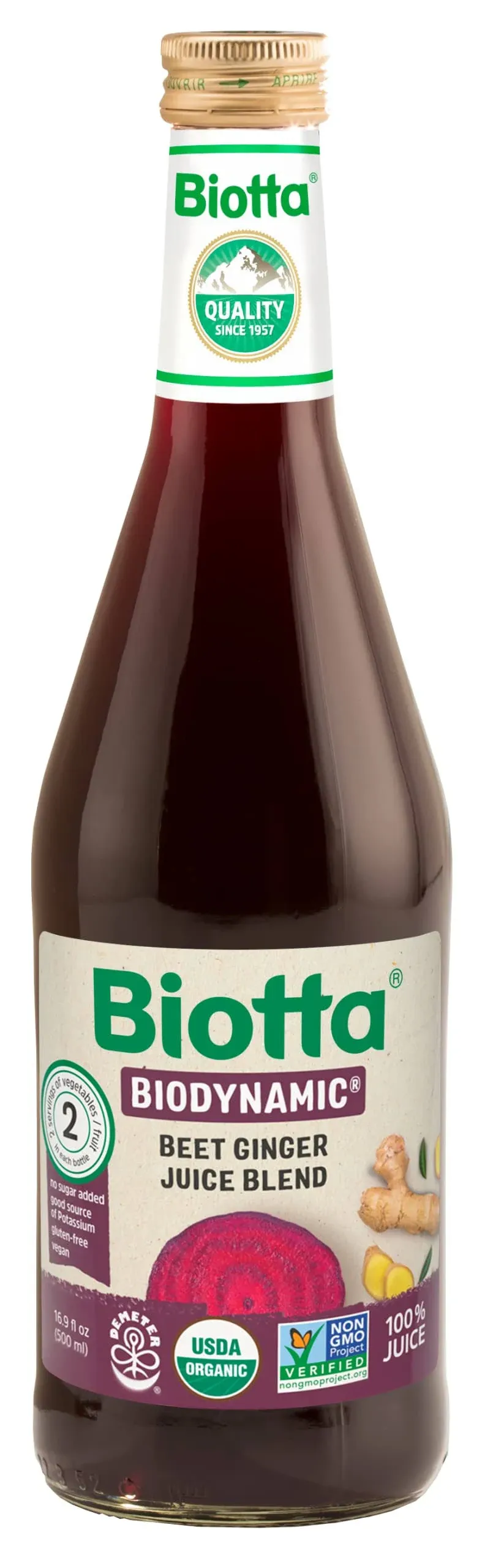 Biotta Biodynamic Beet Ginger Juice - Demeter Certified 100% Natural Beetroot ...