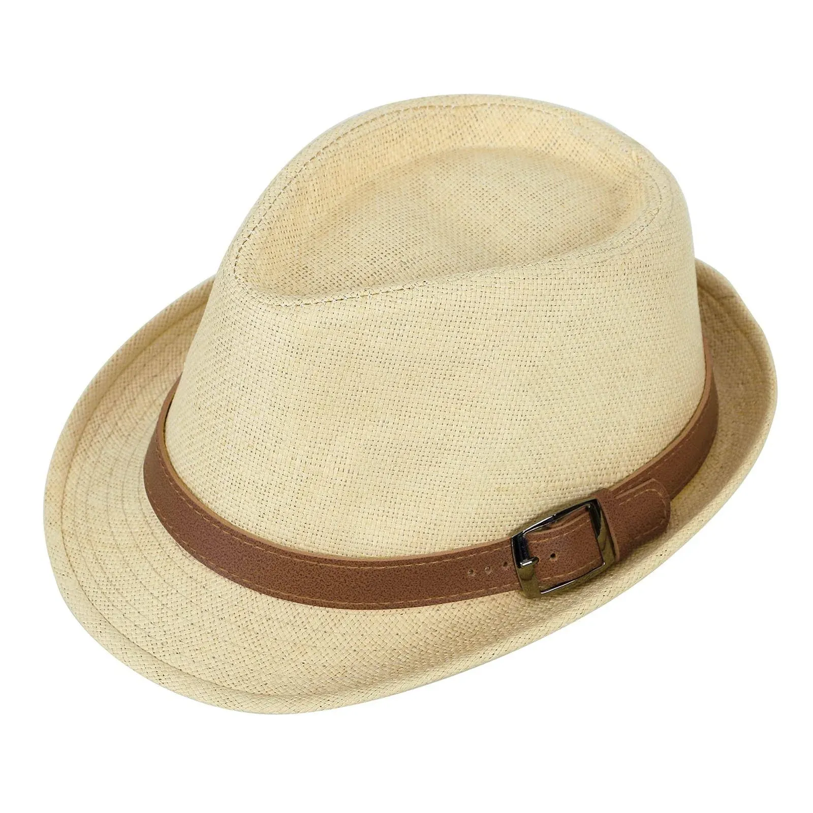 Simplicity Panama Style Fedora Straw Sun Hat with Leather Belt Summer Hats for ...