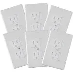 6-Pack Safety Innovations Self-Closing (1 Screw) Standard Outlet Covers - An Alternative to Wall Socket Plugs for Child Proofing Outlets, (White)