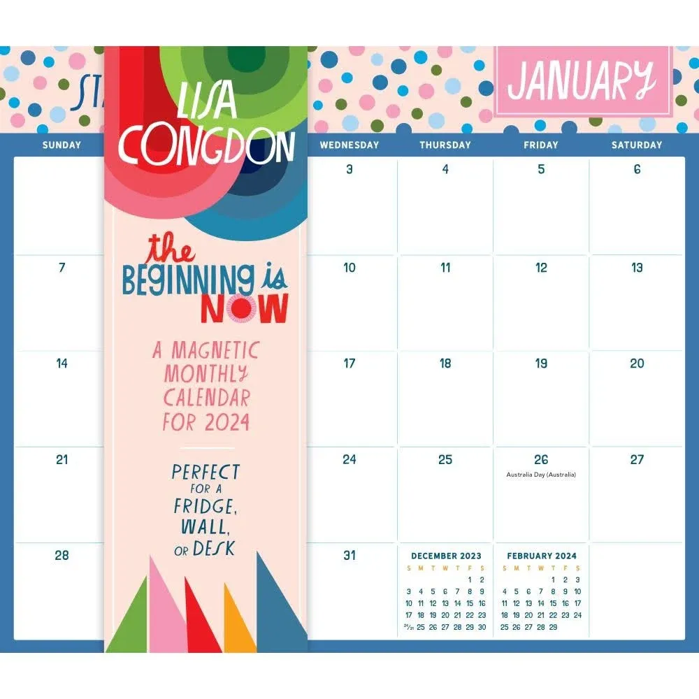 Lisa Congdon The Beginning Is Now: A Magnetic Monthly Calendar 2024: Perfect for ...