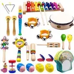 YOFITT ATDAWN Kids Musical Instruments, 15 Types 22pcs Wood Percussion Xylophone Toys for Boys and Girls Preschool Education with Storage Backpack