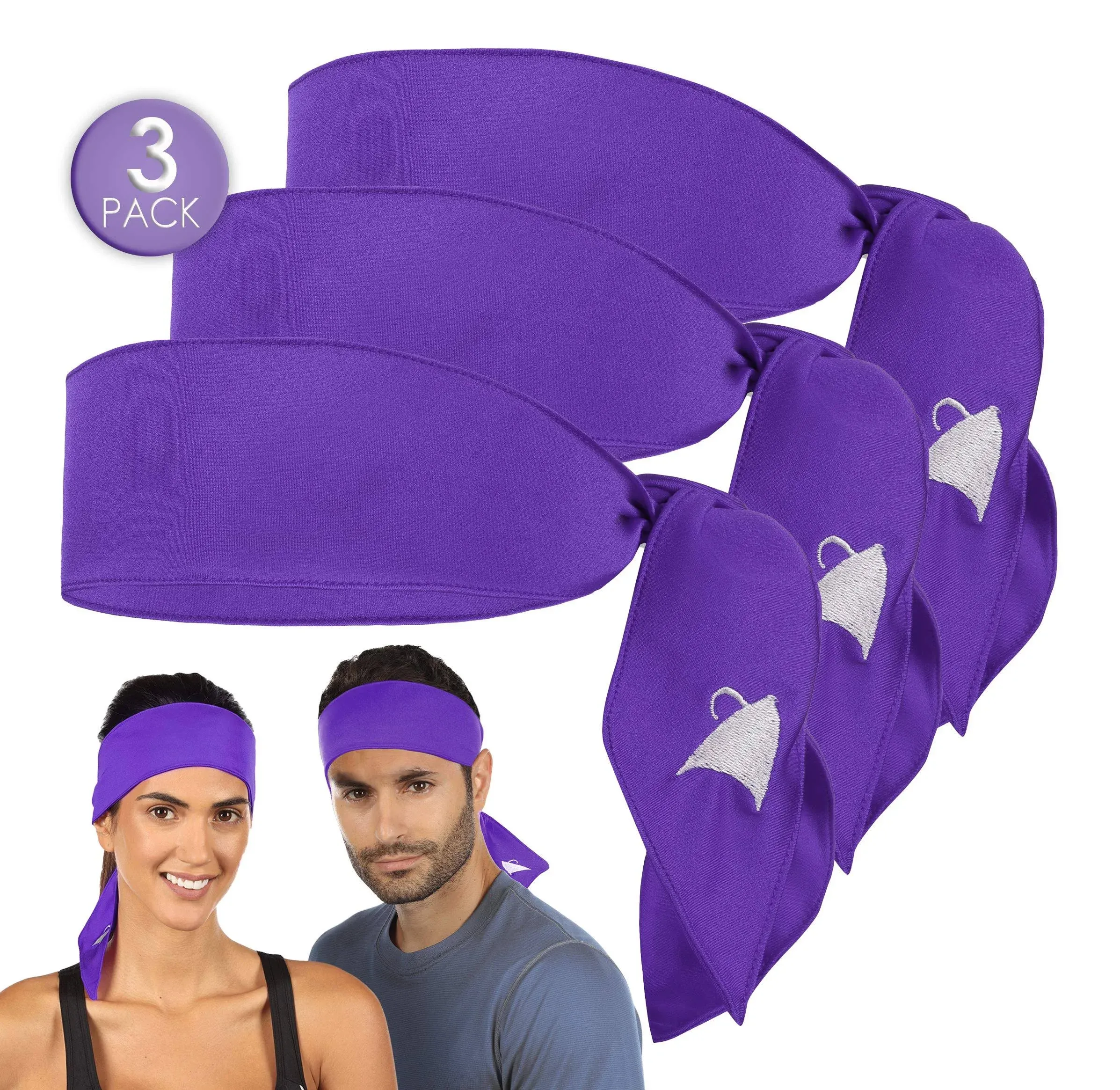 Athle Sport Sweatbands for Men and Women - Tie Athletic Headbands (Pack of 3), Purple