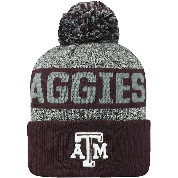 Top of the World NCAA Arctic Striped Cuffed Knit Pom Beanie Hat-Texas A&M Aggies