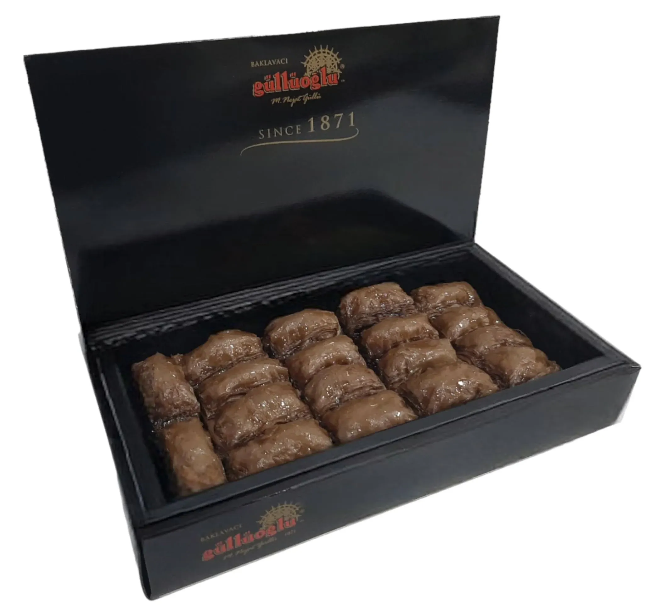 Gulluoglu Chocolate Pistachio Baklava, 28 Pieces (2.2lb - 1000gr), Daily Fresh shipment from Istanbul/Turkey