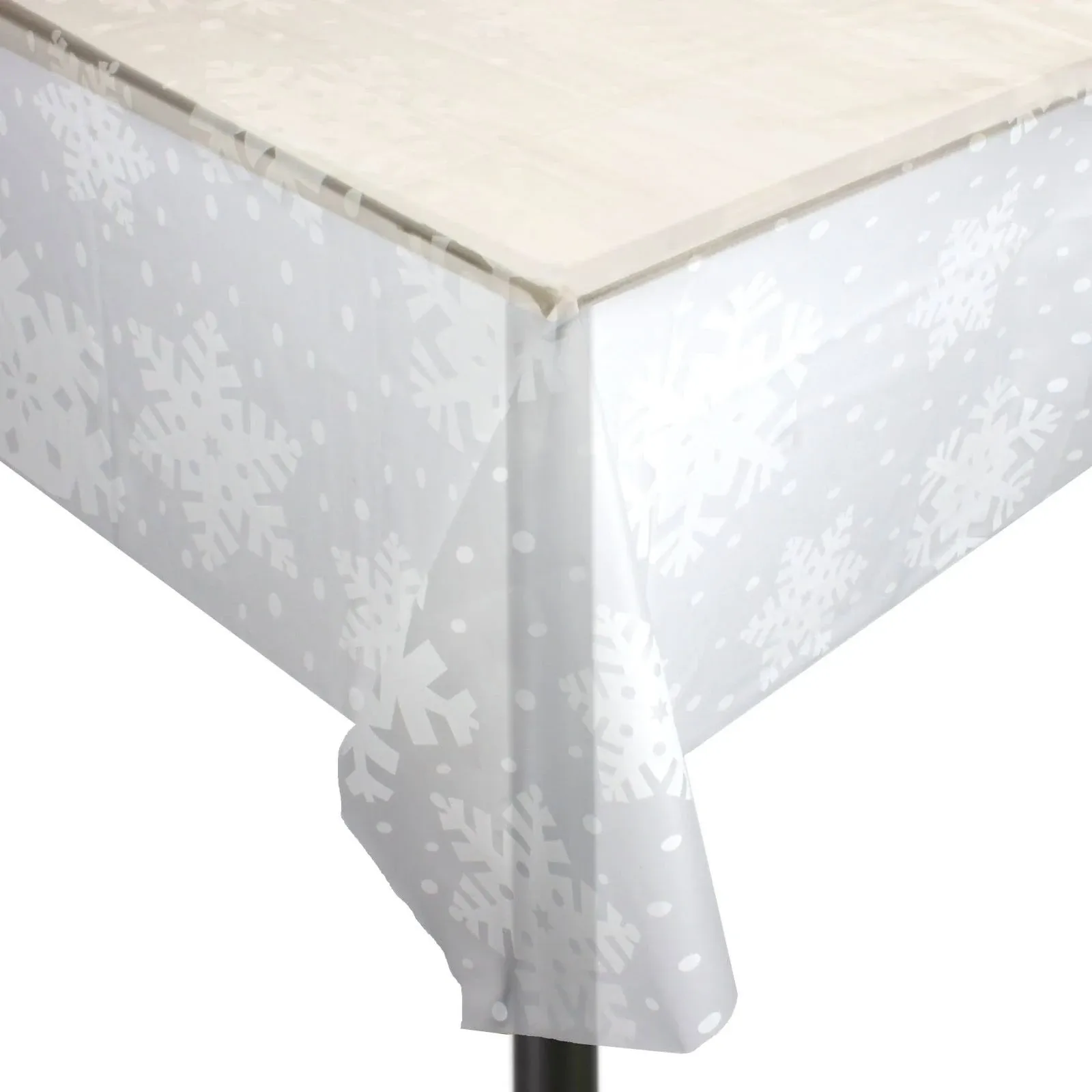 Clear Snowflake Plastic Table Cover