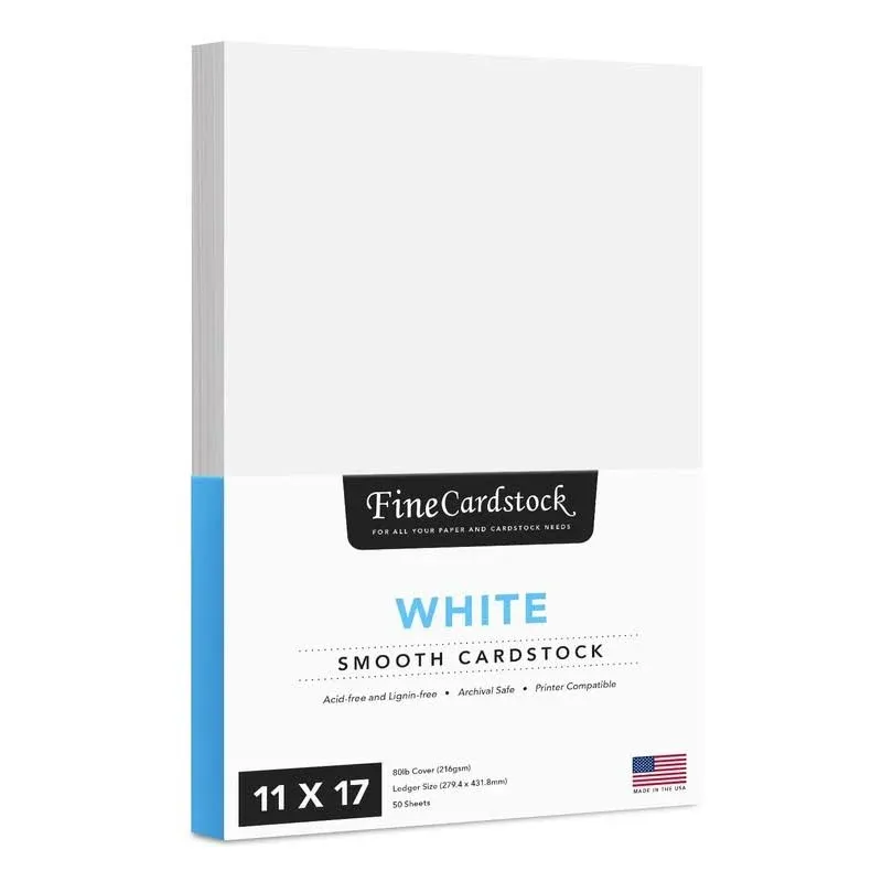 11 x 17 White Card Stock | Heavyweight 80lb Cover (216gsm) Cardstock Paper – Smooth Finish | for Arts and Crafts, Brochures, Restaurant Menus, Posters