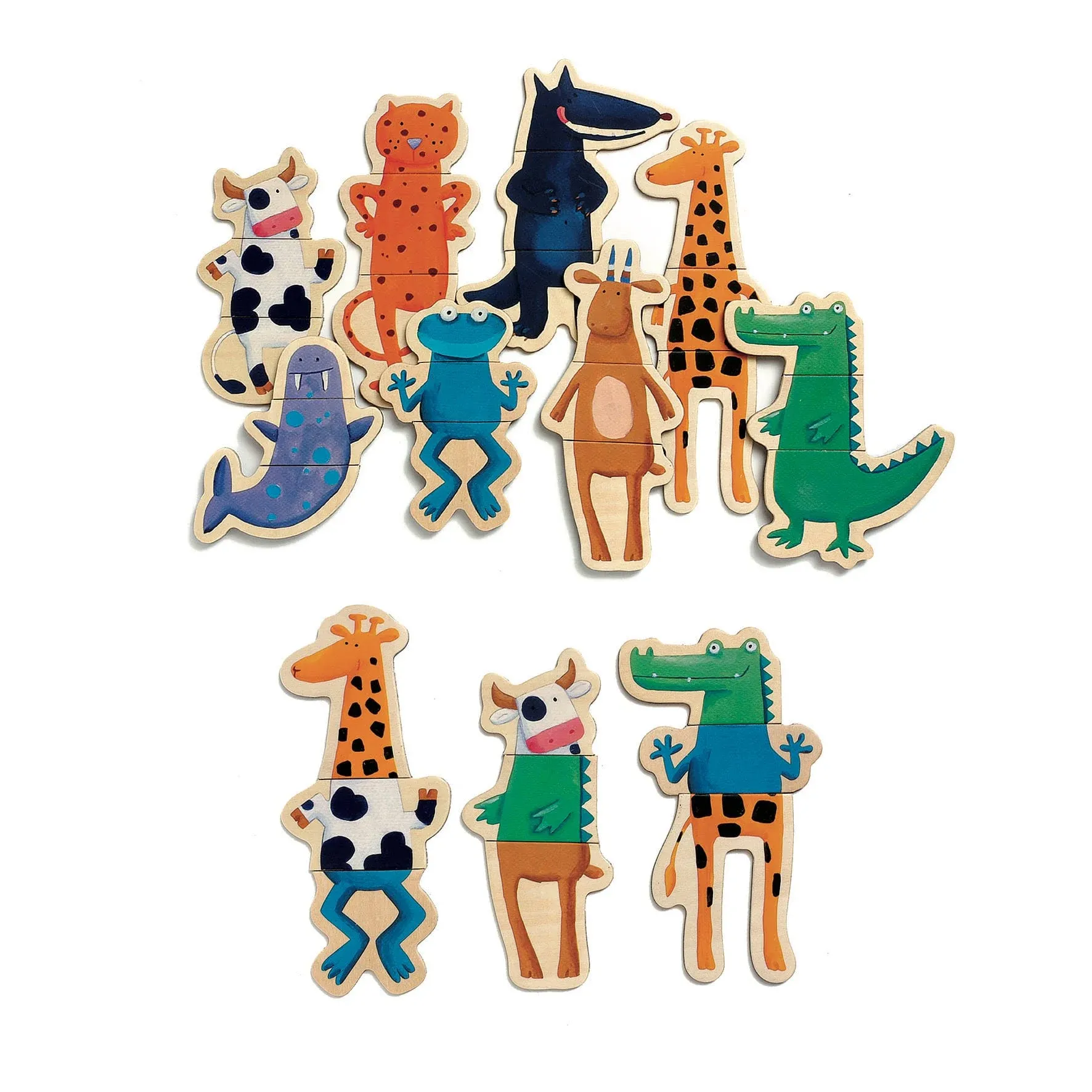 Crazy Animal Mix & Match Wooden Magnets